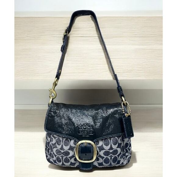 Y2K Coach 12572 Signature Denim Bleecker Flap Bag & Matching Large Wallet - Picture 2 of 16